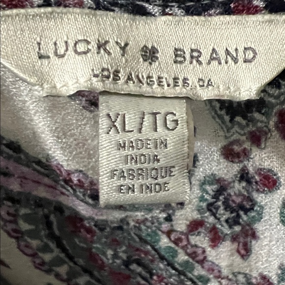 Lucky Brand Paisley Maxi Dress Women’s XL Boho Tie Waist Short Sleeve - Picture 4 of 14